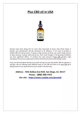 Plus CBD oil in USA