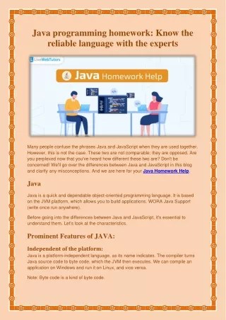 java programming homework know the reliable