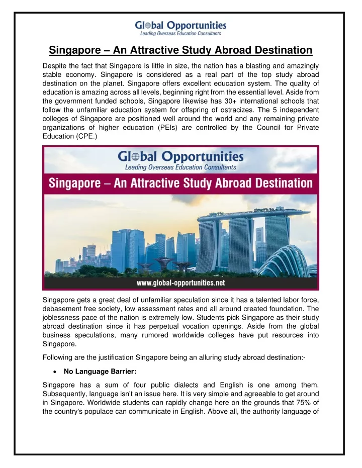 singapore an attractive study abroad destination