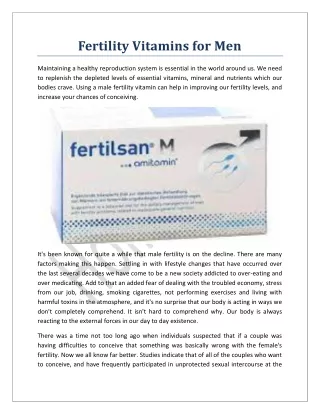 Fertility Vitamins for Men