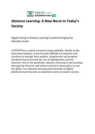 distance learning a new norm in today s society
