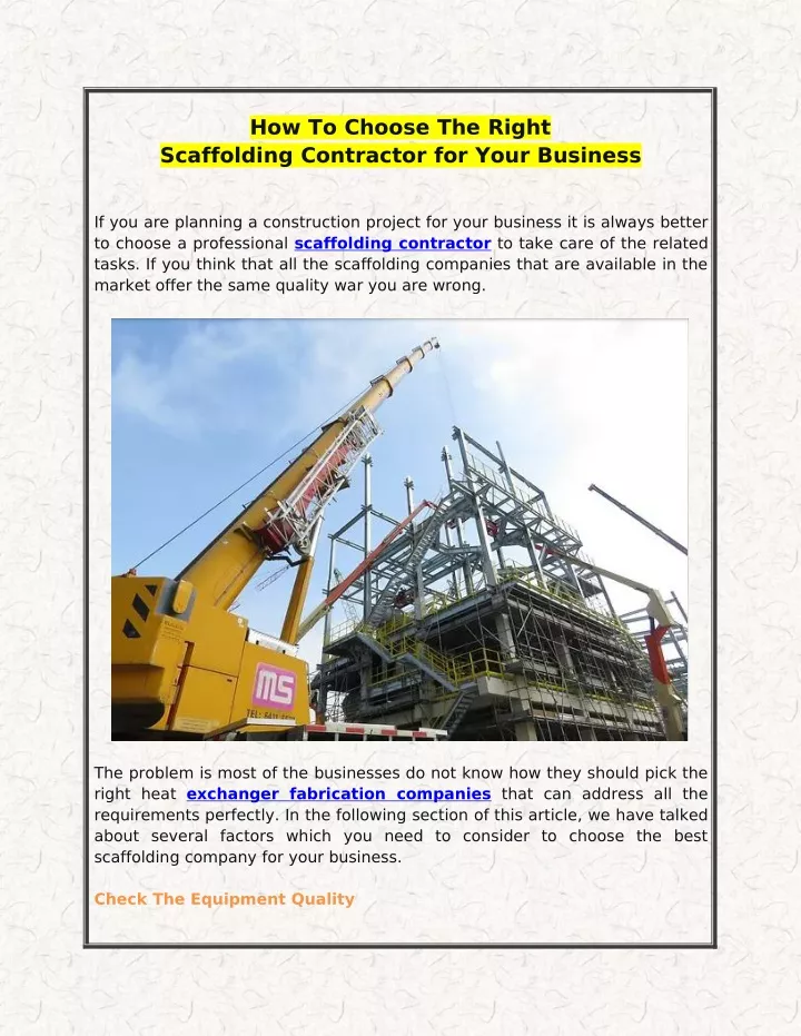 how to choose the right scaffolding contractor