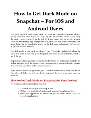 how to get dark mode on snapchat