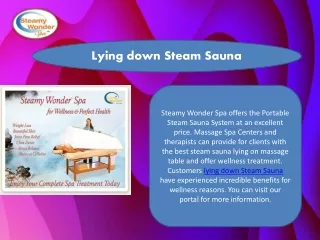 Lying down Steam Sauna