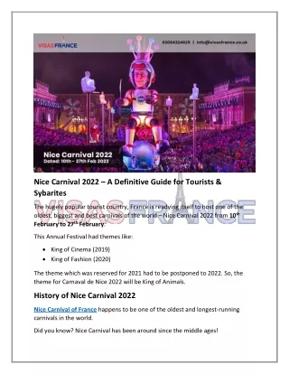 Nice Carnival 2022 – Experience one of the best Carnival of France