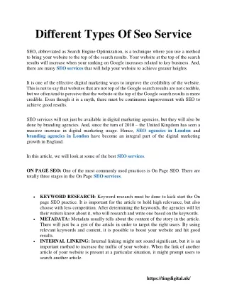 different types of seo service