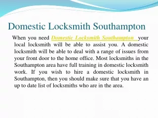 Domestic Locksmith Southampton