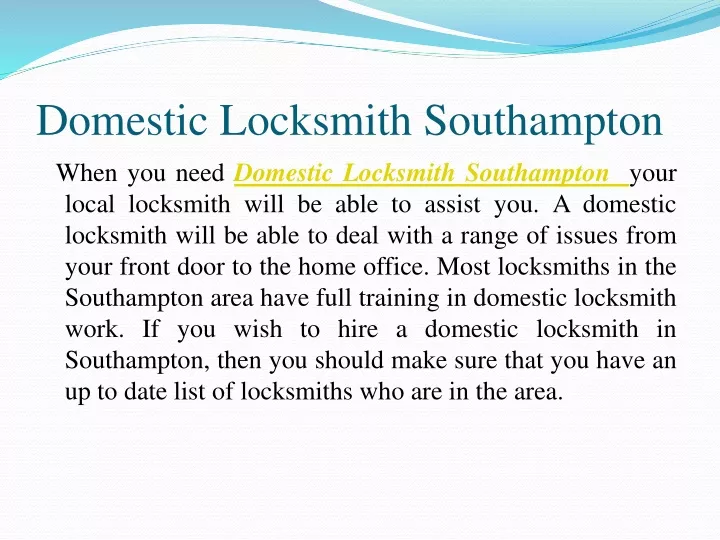 domestic locksmith southampton