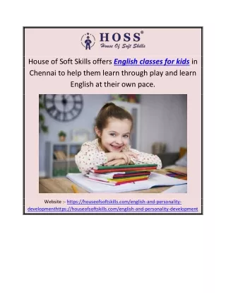 English classes for kids  houseofsoftskills.com