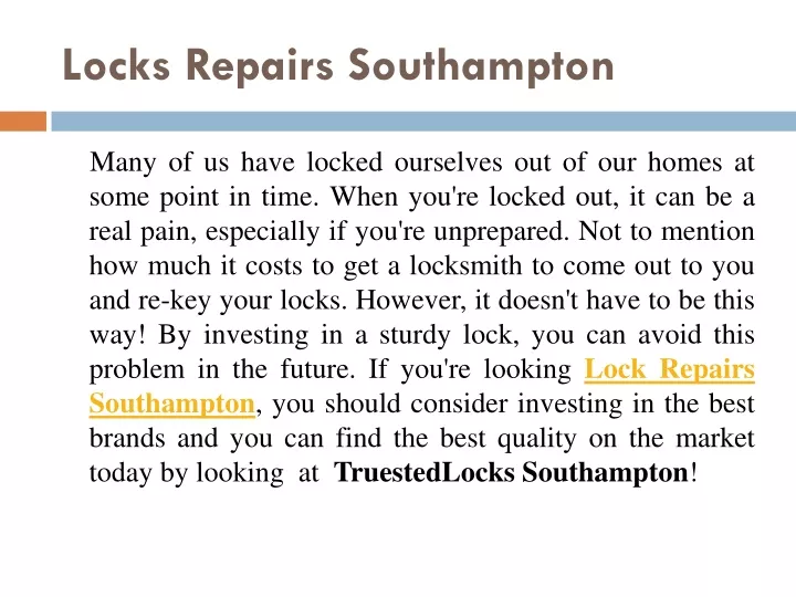 locks repairs southampton