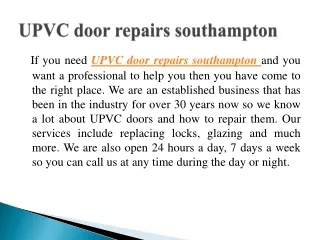 UPVC door repairs southampton