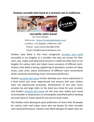 ovation versatile latin band at a nominal rate