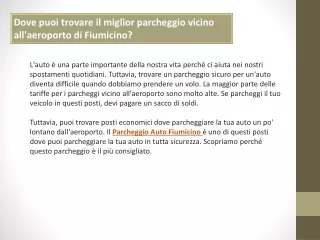 Dove puoi trovare il miglior parcheggio vicino all'aeroporto di Fiumicino?