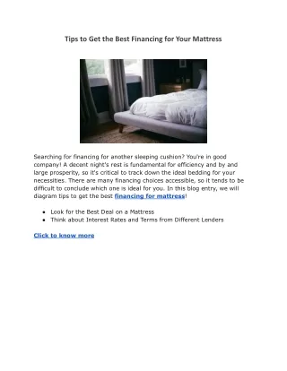 tips to get the best financing for your mattress