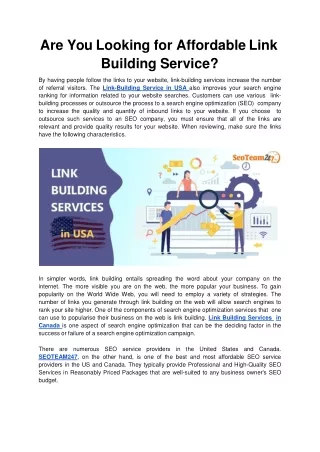 are you looking for affordable link building