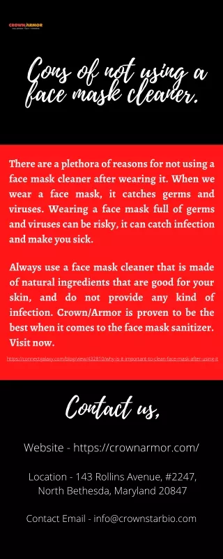 cons of not using a face mask cleaner
