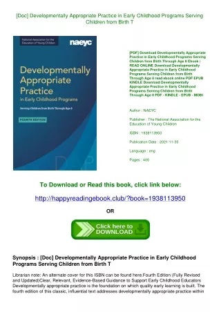 [Doc] Developmentally Appropriate Practice in Early Childhood Programs Serving Children from Birth T