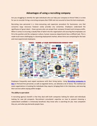 advantages of using a recruiting company