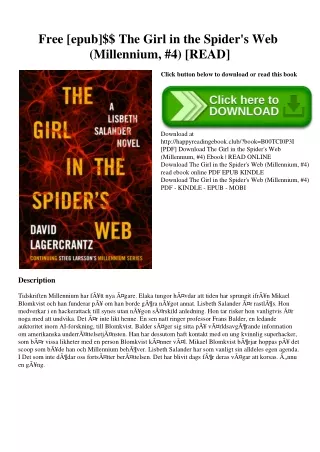 Free [epub]$$ The Girl in the Spider's Web (Millennium  #4) [READ]