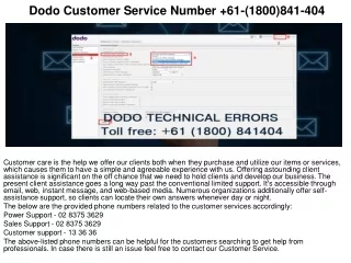 dodo customer service number 61 1800 841 404