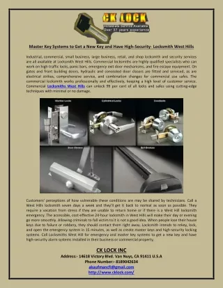 master key systems to get a new key and have high