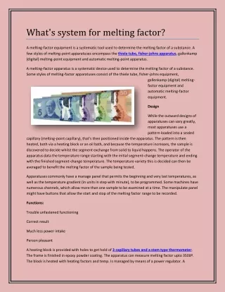 what s system for melting factor