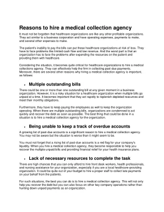 Reasons to hire a medical collection agency