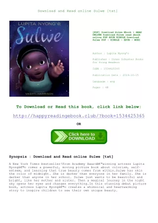 Download and Read online Sulwe [txt]