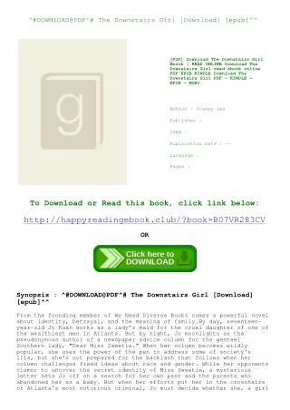 ^#DOWNLOAD@PDF^# The Downstairs Girl [Download] [epub]^^