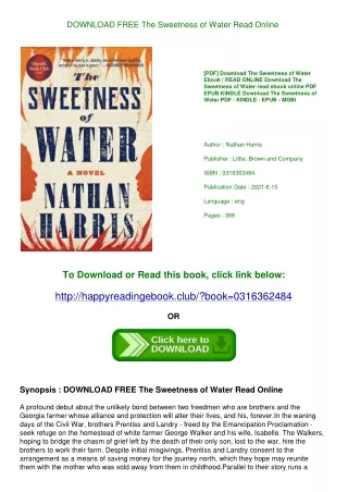 DOWNLOAD FREE The Sweetness of Water Read Online
