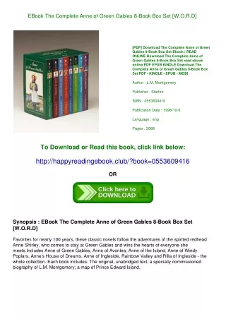 EBook The Complete Anne of Green Gables 8-Book Box Set [W.O.R.D]