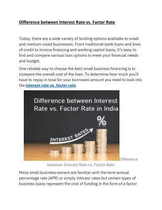 difference between interest rate vs factor rate