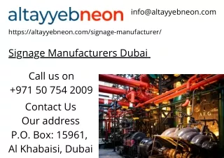Signage Manufacturers Dubai | Altayyebneon