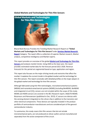 global markets and technologies for thin film