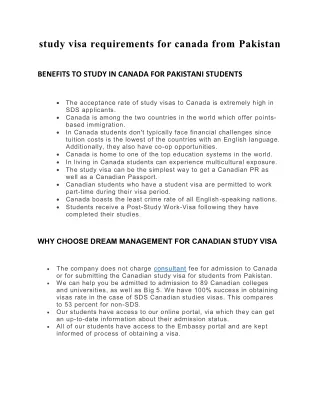 study visa requirements for canada from Pakistan