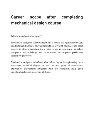 career mechanical design course