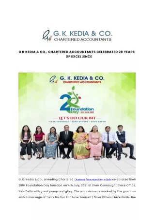 G K KEDIA & CO., CHARTERED ACCOUNTANTS CELEBRATED 28 YEARS4