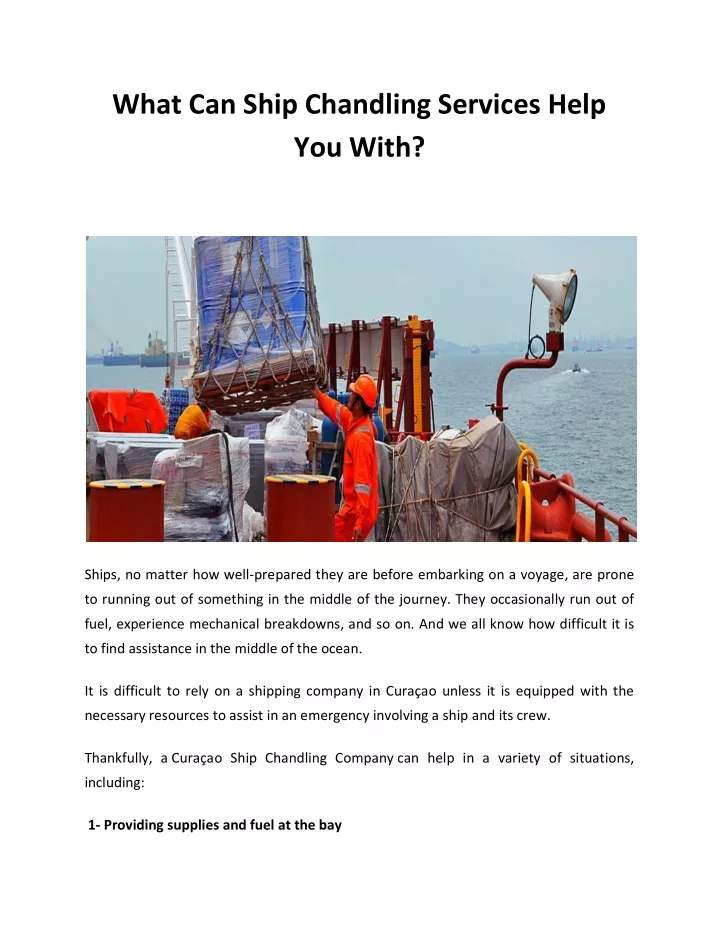 what can ship chandling services help you with