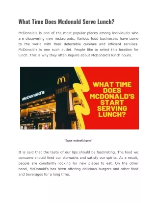 what time does mcdonald serve lunch