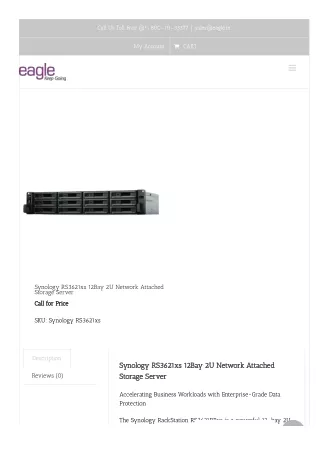 Synology RS3621xs 12Bay 2U Network Attached Storage Server