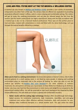 Look and Feel you’re Best at the Top Medspa & Wellness Center