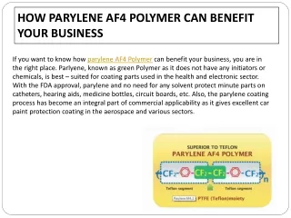 how parylene af4 polymer can benefit your business