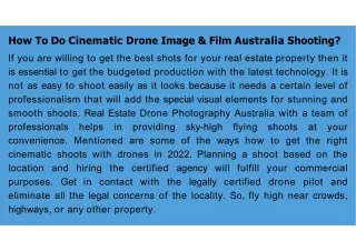 How To Do Cinematic Drone Image & Film Australia Shooting