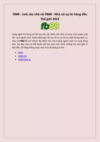 fb88 link v o nh c i fb88