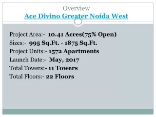 Magnificent Ace Divino 2/3/4/ BHK Flats | Starting Price 58.65