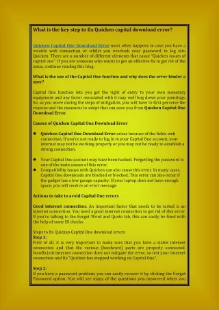 what is the key step to fix quicken capital
