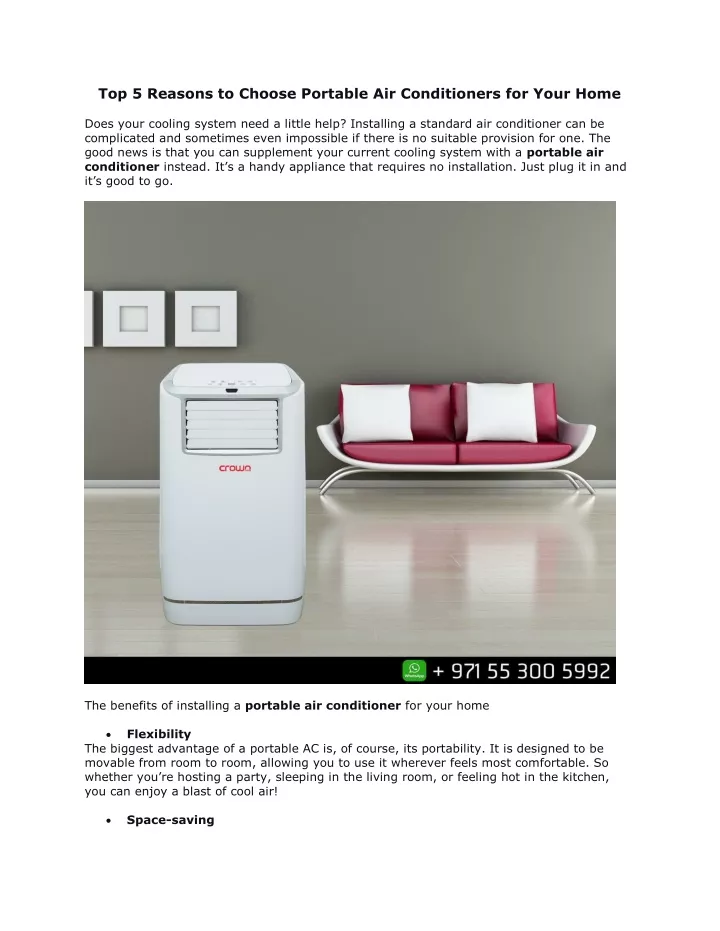 top 5 reasons to choose portable air conditioners