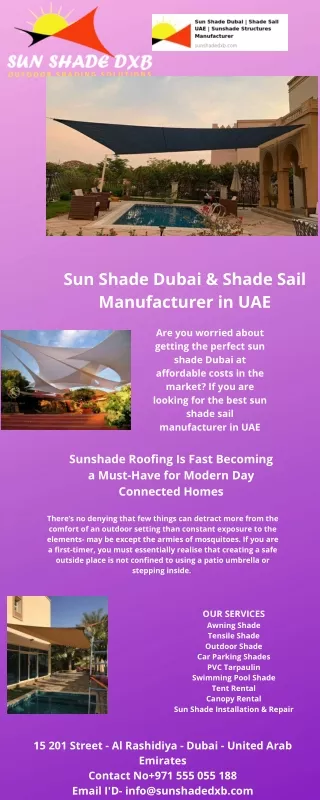 Sunshade Dubai Is the Right Choice for Tensile Shade Structure Dubai