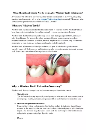 What Should and Should Not be Done After Wisdom Teeth Extrication?