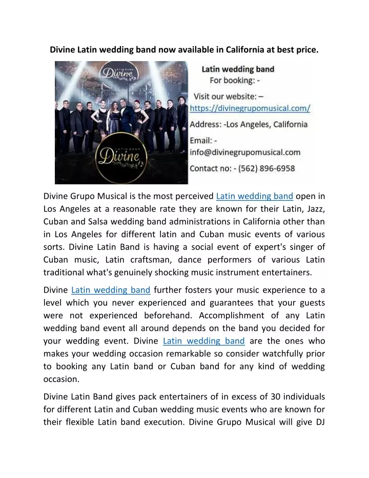 divine latin wedding band now available